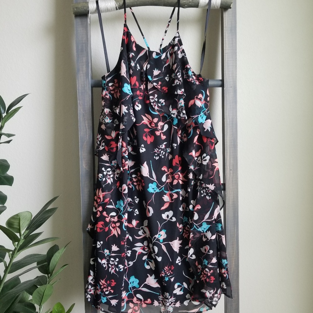 Bcbgmaxazria | black floral sleeveless dress